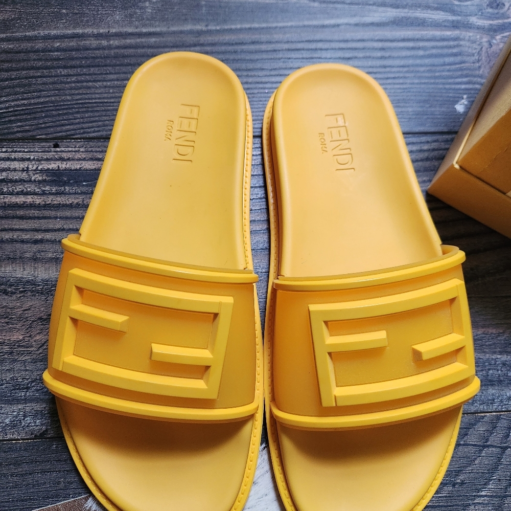 Fendi Baguette Mens Slides in yellow